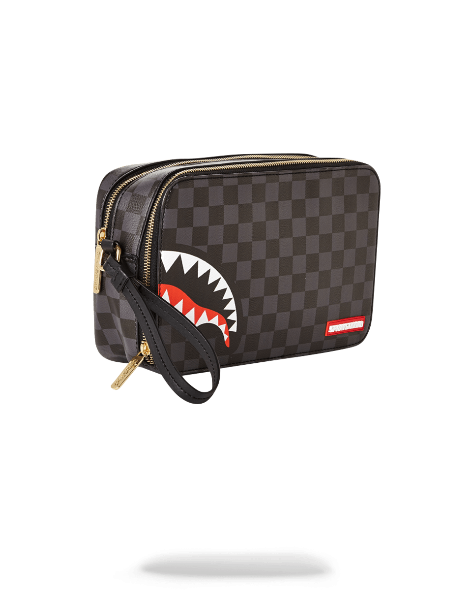 SHARKS IN PARIS (BLACK CHECKERED EDITION) TOILETRY AKA MONEY BAGS