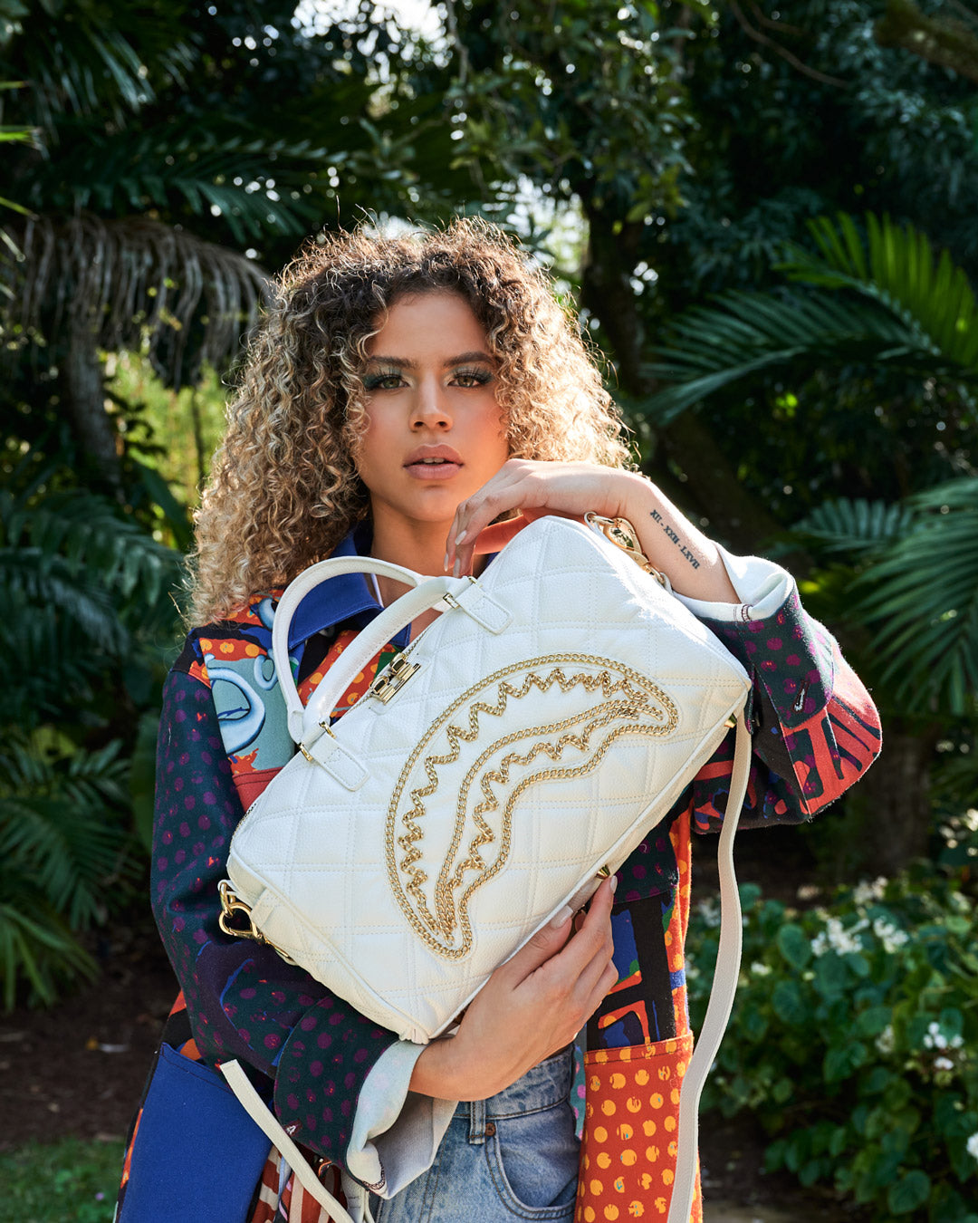 RIVIERA LE BLANC GOLD CHAIN SHARK MINI DUFFLE