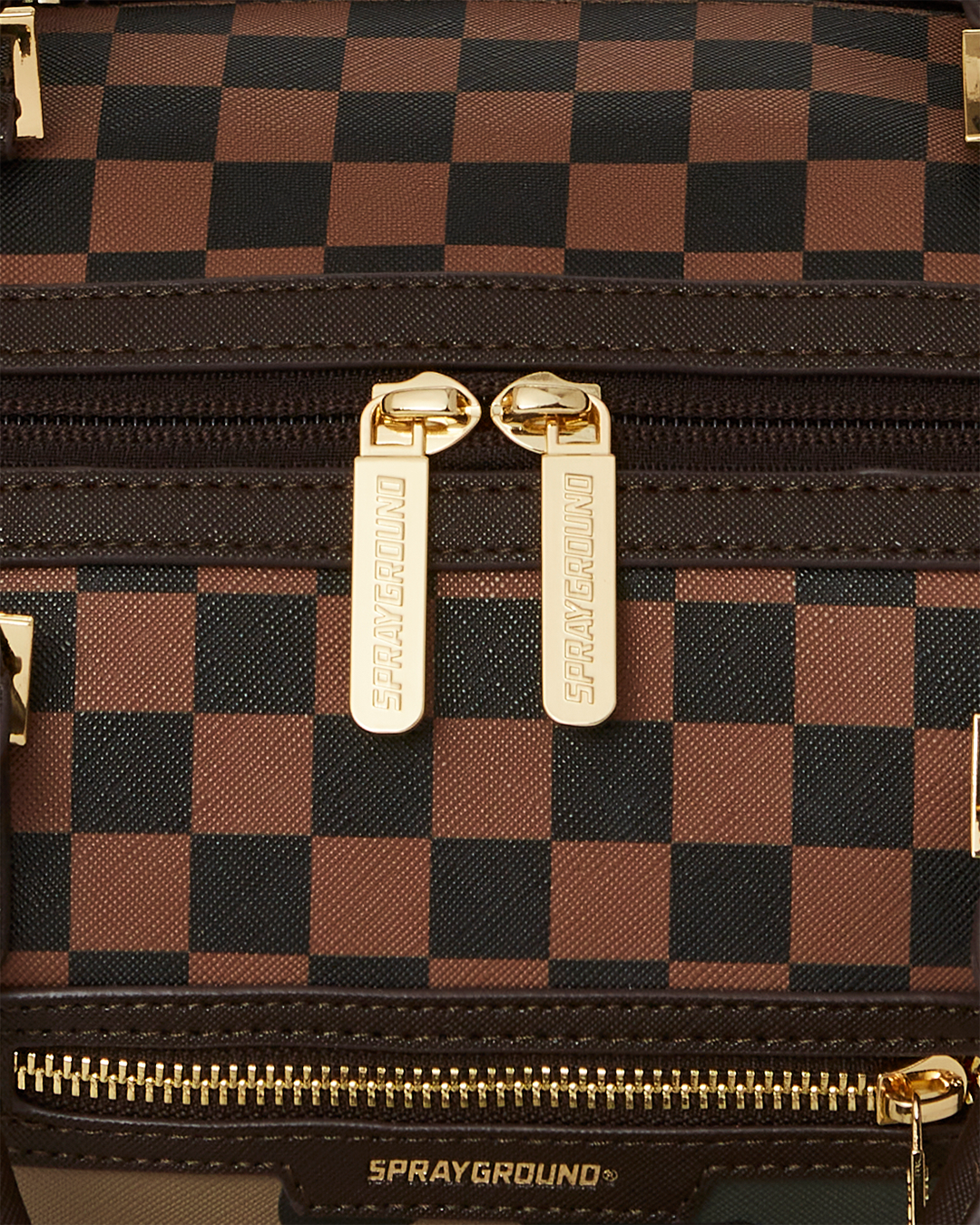 EXTERIOR GOLD ZIP POCKET SHARKS IN PARIS MINI DUFFLE