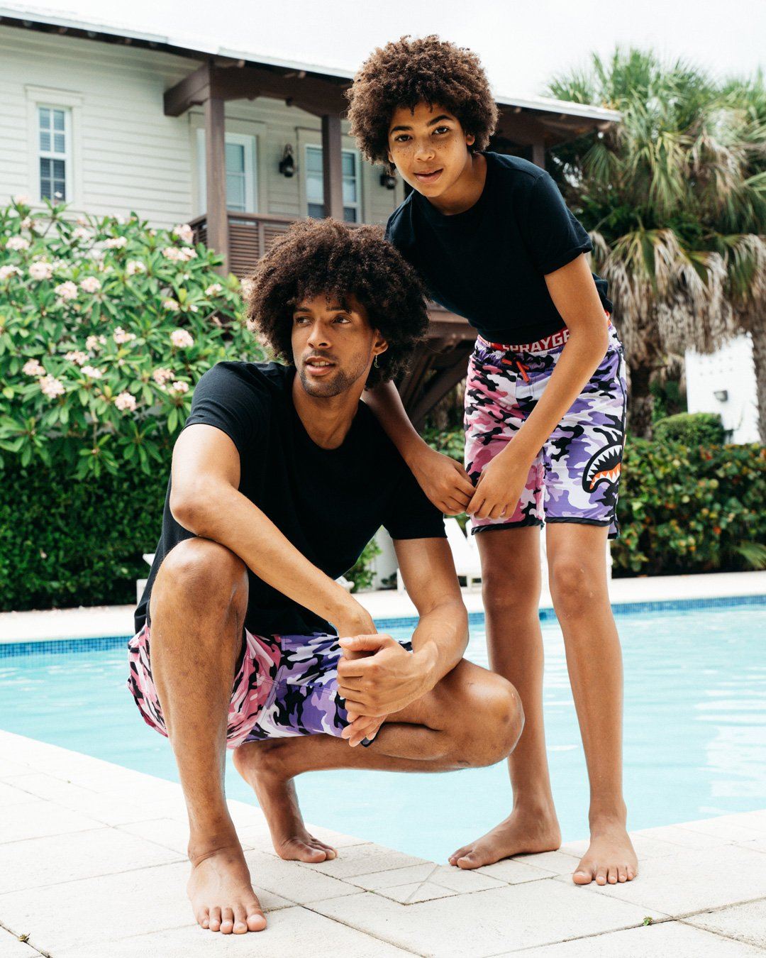 KIDS SPLIT CAMO SWIM TRUNKS
