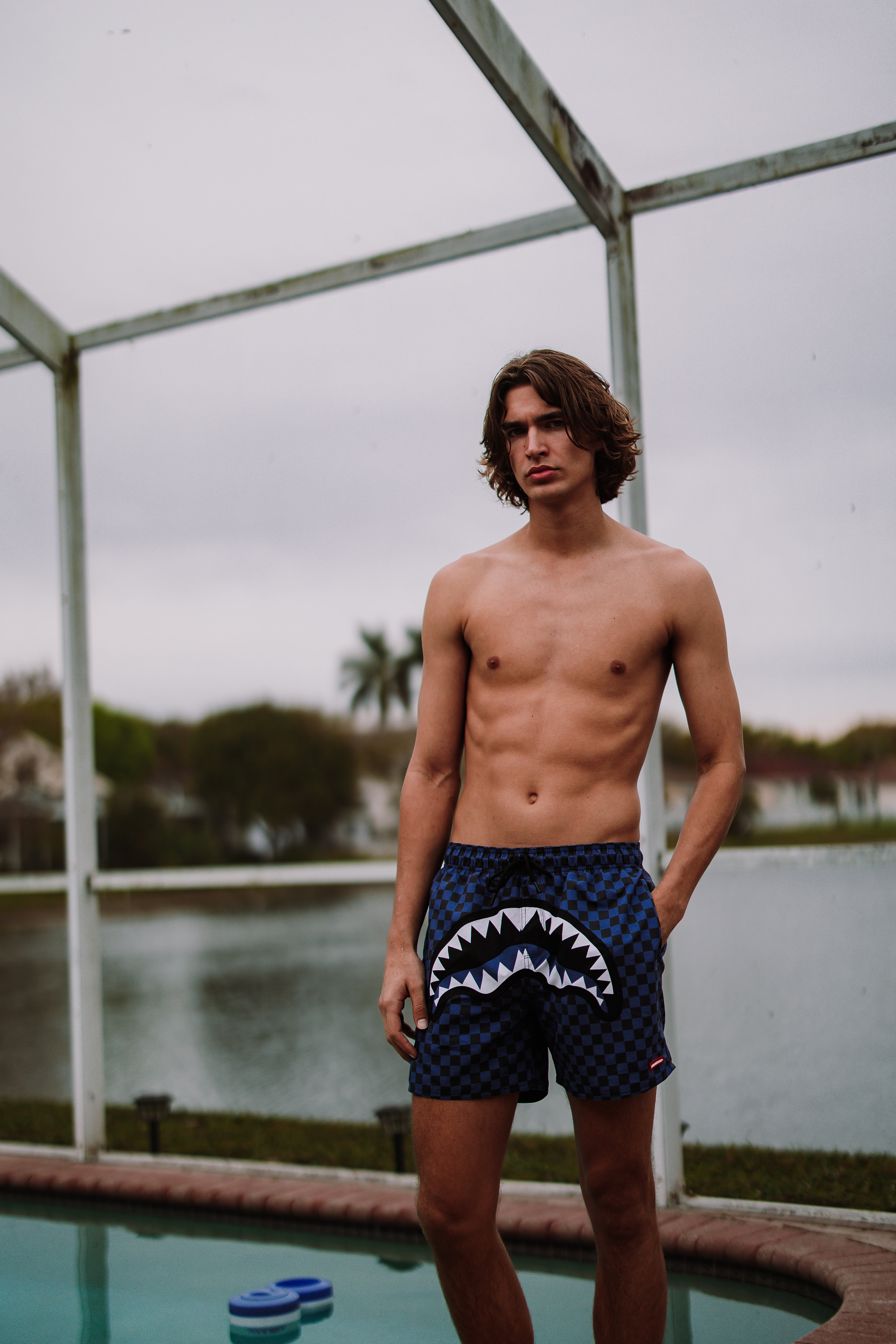 MIDNIGHT MAGIC SHARKS IN PARIS SWIM SHORTS