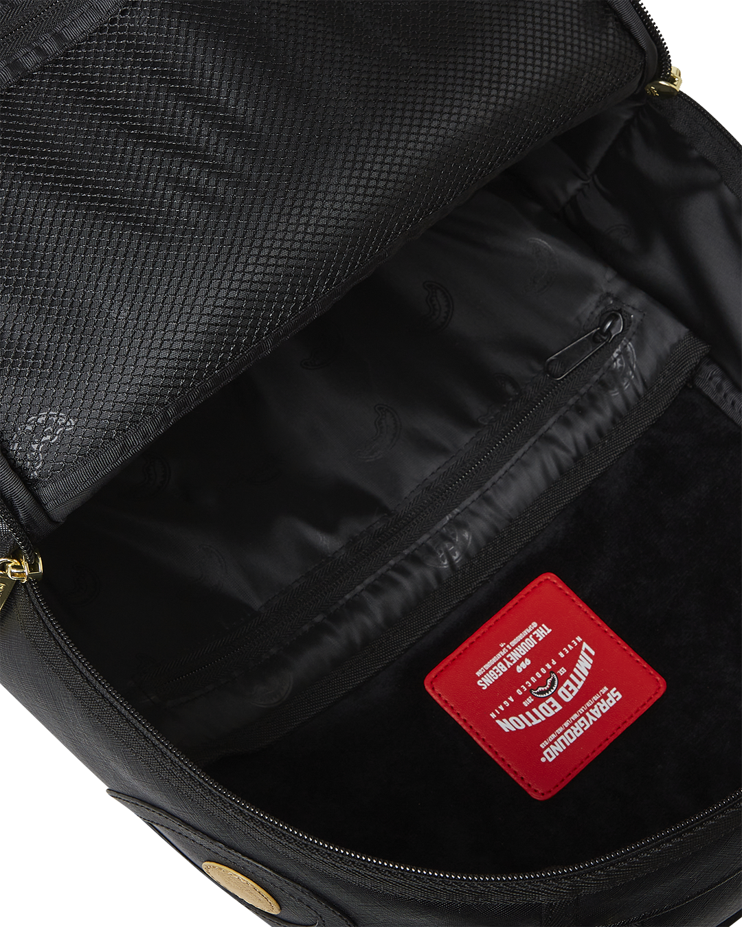 GOLD AND BLACK RACING STRIPES BACKPACK